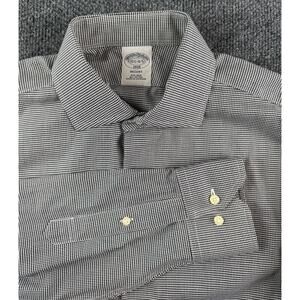 Brooks Brothers Shirt Mens 15.5 Large Houndstooth Regent Fit Non Iron Dress